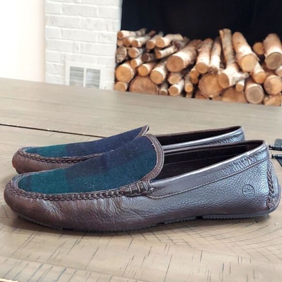 Peter Millar Shetland Leather & Tartan Wool Driving Loafer Sz 8.5 - Picture 2 of 13